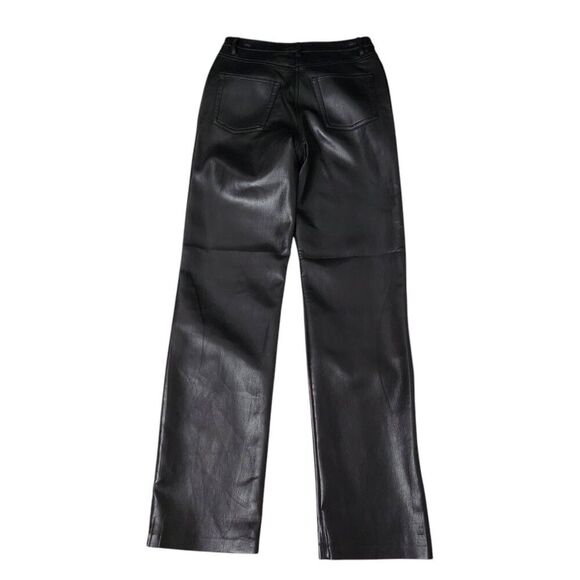 Aritzia Wilfred Melina Pants 0 Black Vegan‎ Leather Straight Leg High Waisted - Picture 7 of 10
